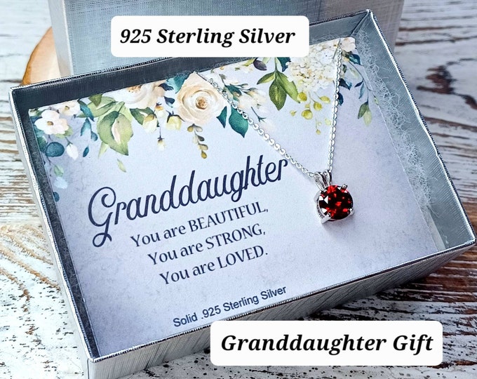 Granddaughter Necklace, Birthstone Necklace, Sterling Silver, Personalized Jewelry, Granddaughter Gifts, March Birthday Gift for Granddaught