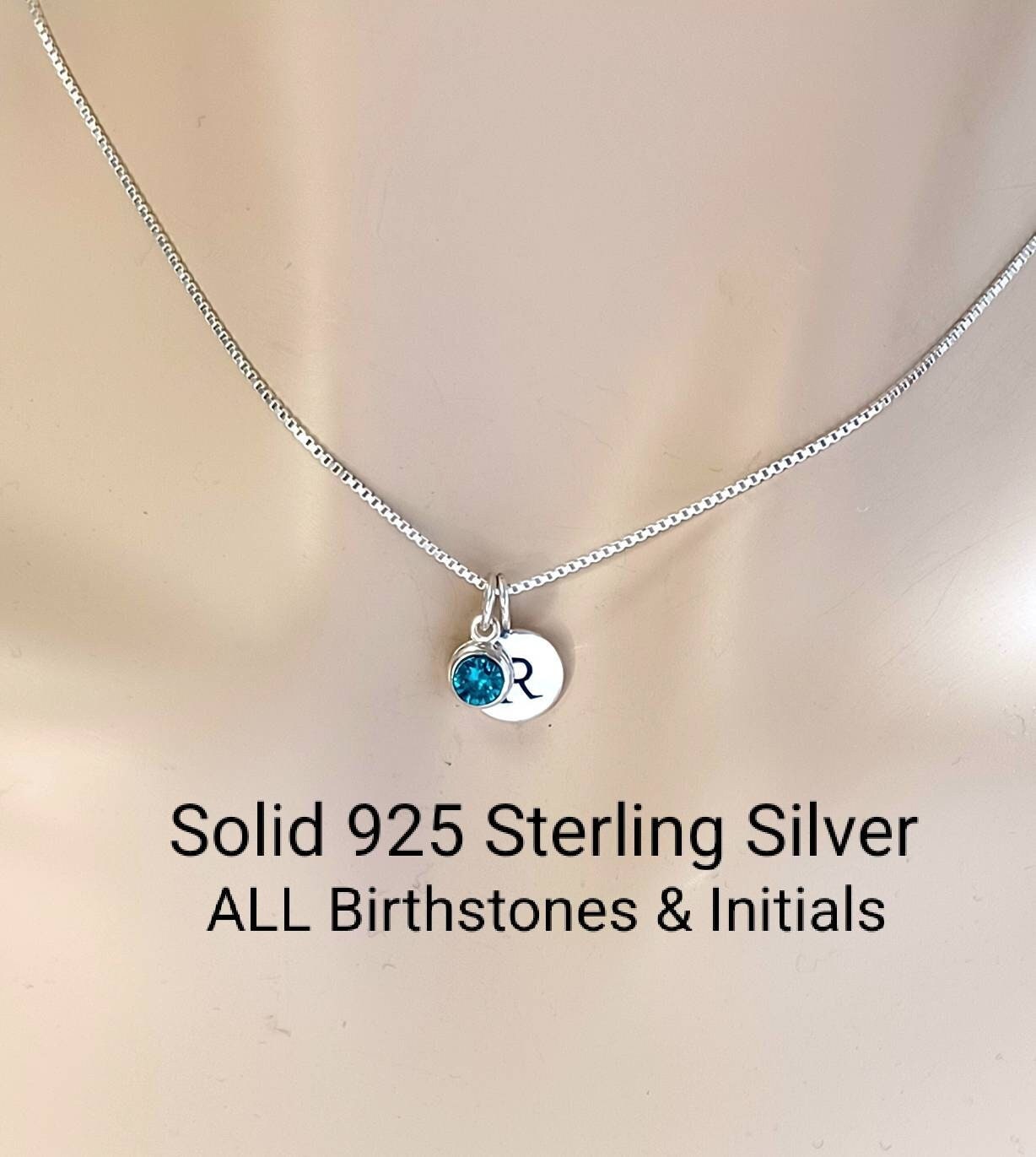 Dainty Sterling Silver Initial Necklace + Birthstone - Lulu + Belle  Jewellery