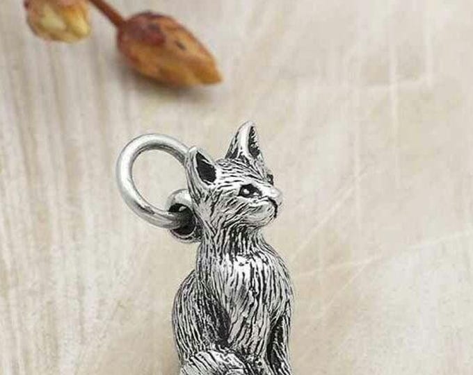 3D Cat Charm, Sterling Silver, Cat Pendant, Kitten Charm, Kitty Charm, Cat Lover Charm, Silver Cat Charm, Cat Memorial Charm, 925