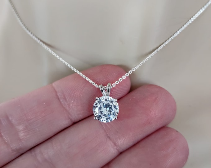 April Birthstone Necklace 925 Sterling Silver CZ Diamond Pendant Aries Birthday Gift for her Jewelry