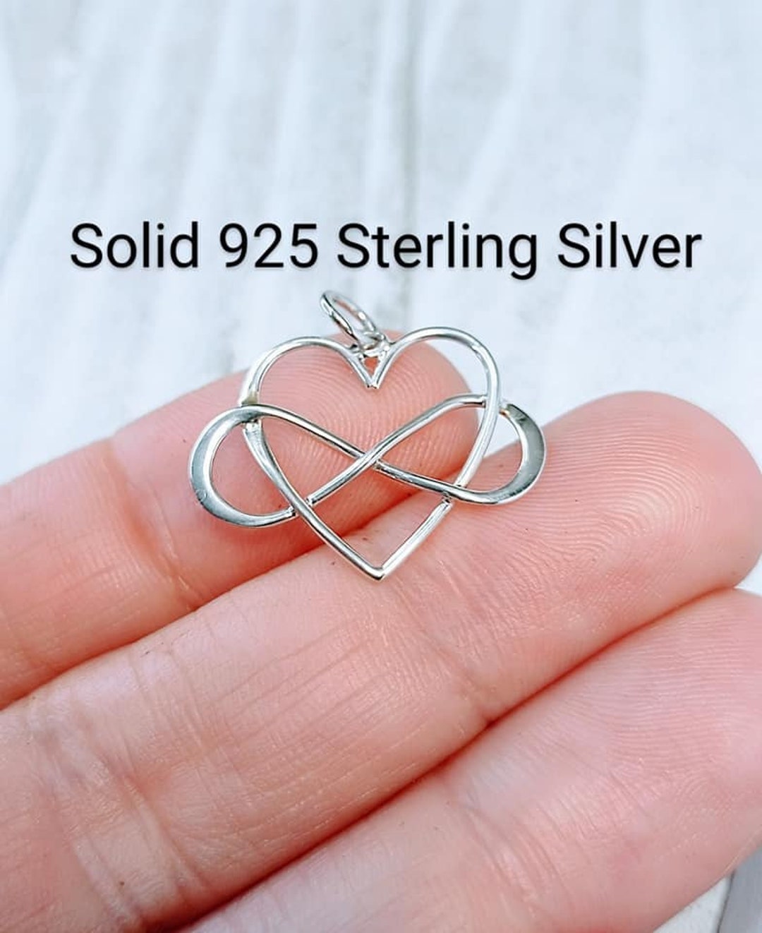 Small Infinity Heart Charm, Infinity Symbol Pendant, Sterling Silver