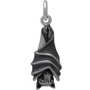 Hanging Bat Charm, Sterling Silver, Bat Pendant, Bat Charm, 925, Vampire Charm, Halloween Jewelry, Bat Gift, Gift for her, Etsy's Pick image 5