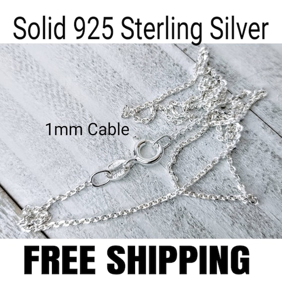 Sterling Silver Chain Necklace, Plain Solid Silver Chain, Cable Chain, Pick  Your Length 