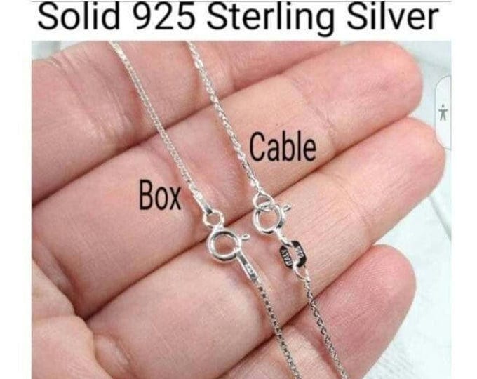Solid 925 Sterling Silver chain necklace thin cable box chains for women 14" 16" 18" 20" 22" 24" 30" length