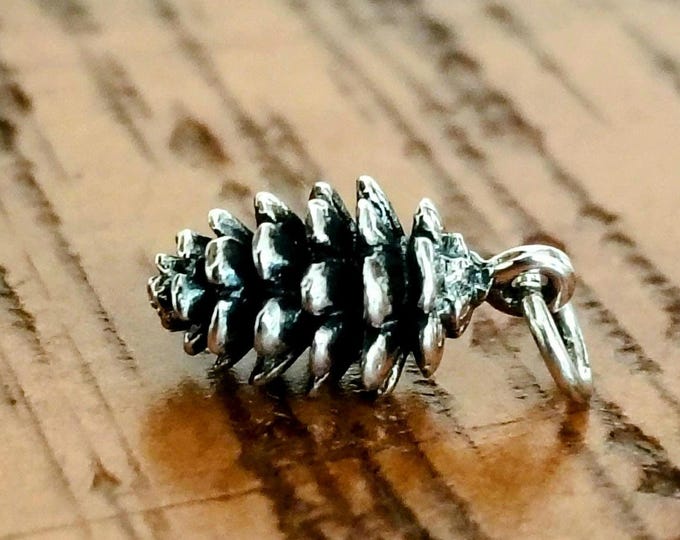 Pinecone Charm, Sterling Silver, Pinecone Pendant, Pinetree Charm, Tree Charm, Nature Charm