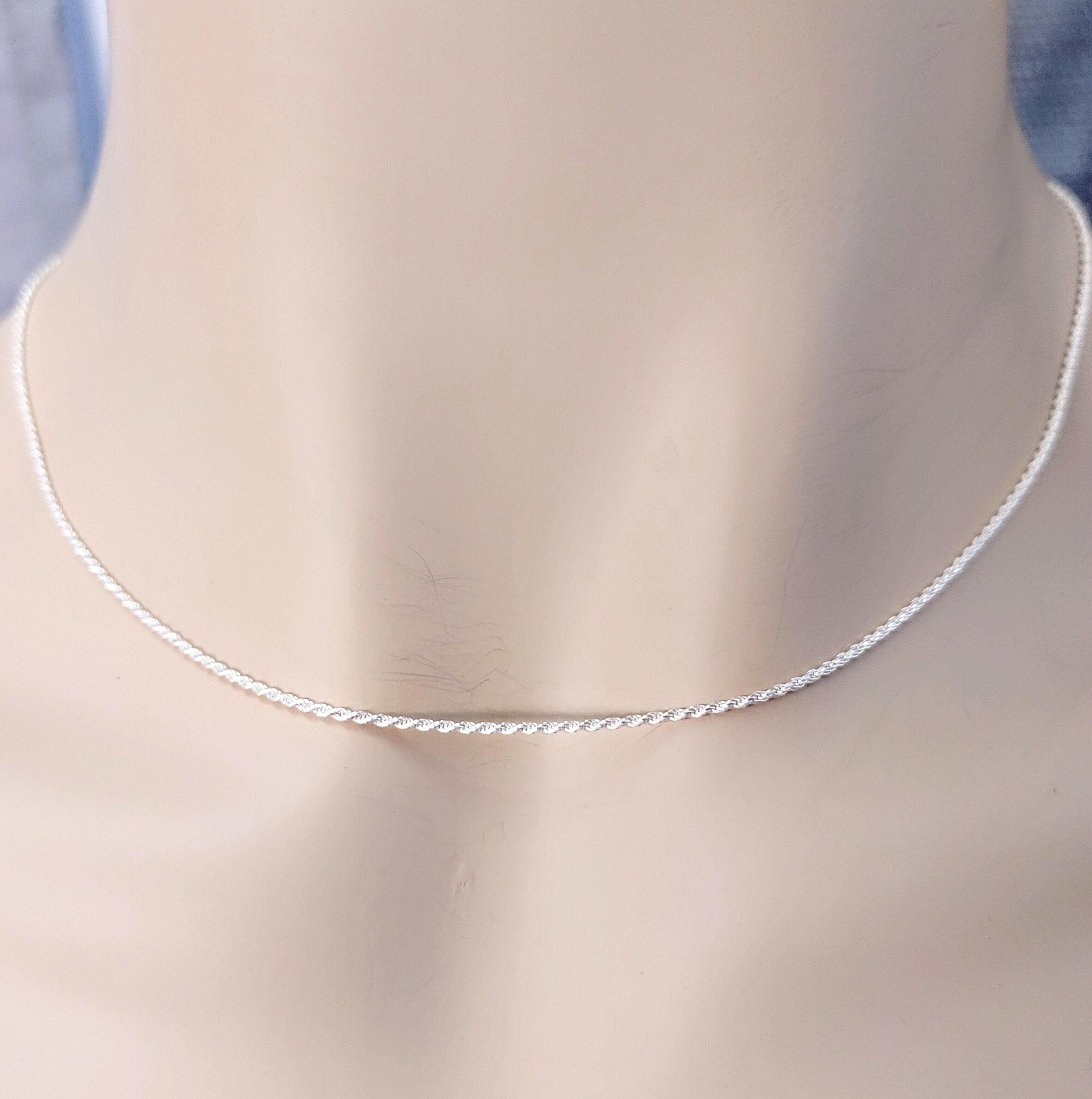 Sterling Silver Chain, Rope Chain, 1mm 