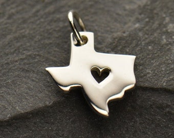 Sterling Silver Texas State Charm, 925, Silver Texas Charm, Tiny, Bracelet Charm, I stand with Texas, Map Charm, State Charm