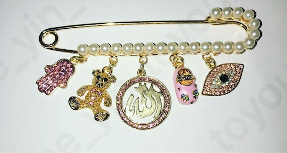 Pink Allah Evil Eye Stroller Pin for Baby