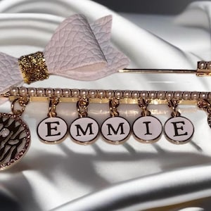SHEMA YISRAEL Pearl STROLLER Pin™ w/ Personalized Name, Hamsa, Hand Crafted 18k Gold Plated Brooche, Best Bris, Newborn & Baby Shower Gift