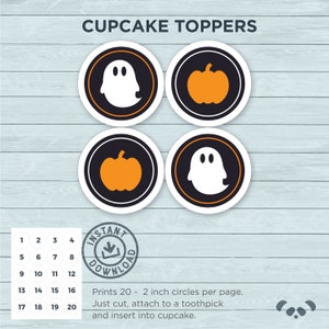 Boothday Boo-thday Halloween Ghost Printable Cupcake Toppers |  Instant Download Boothday Boo-thday Halloween Ghost Cupcake Toppers