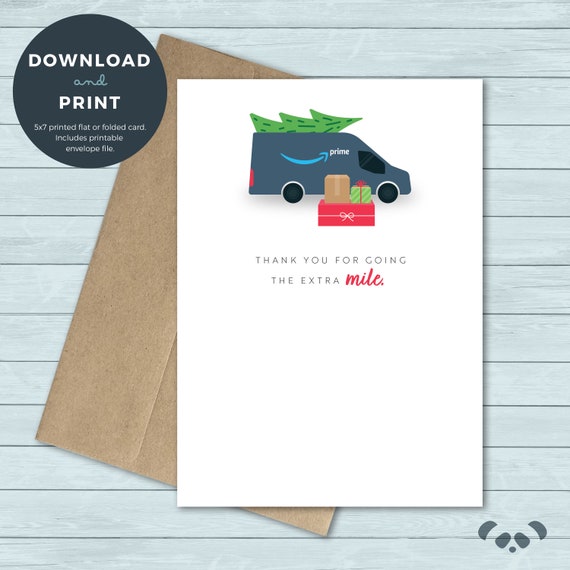 Printable Thank You Card Amazon Prime Delivery Person Etsy
