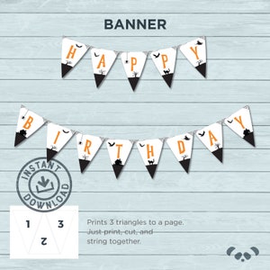 Halloween Printable Happy Birthday Banner |  Instant Download Halloween Happy Birthday Banner