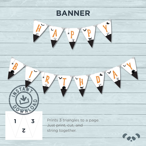 Halloween Printable Happy Birthday Banner Instant Download | Etsy