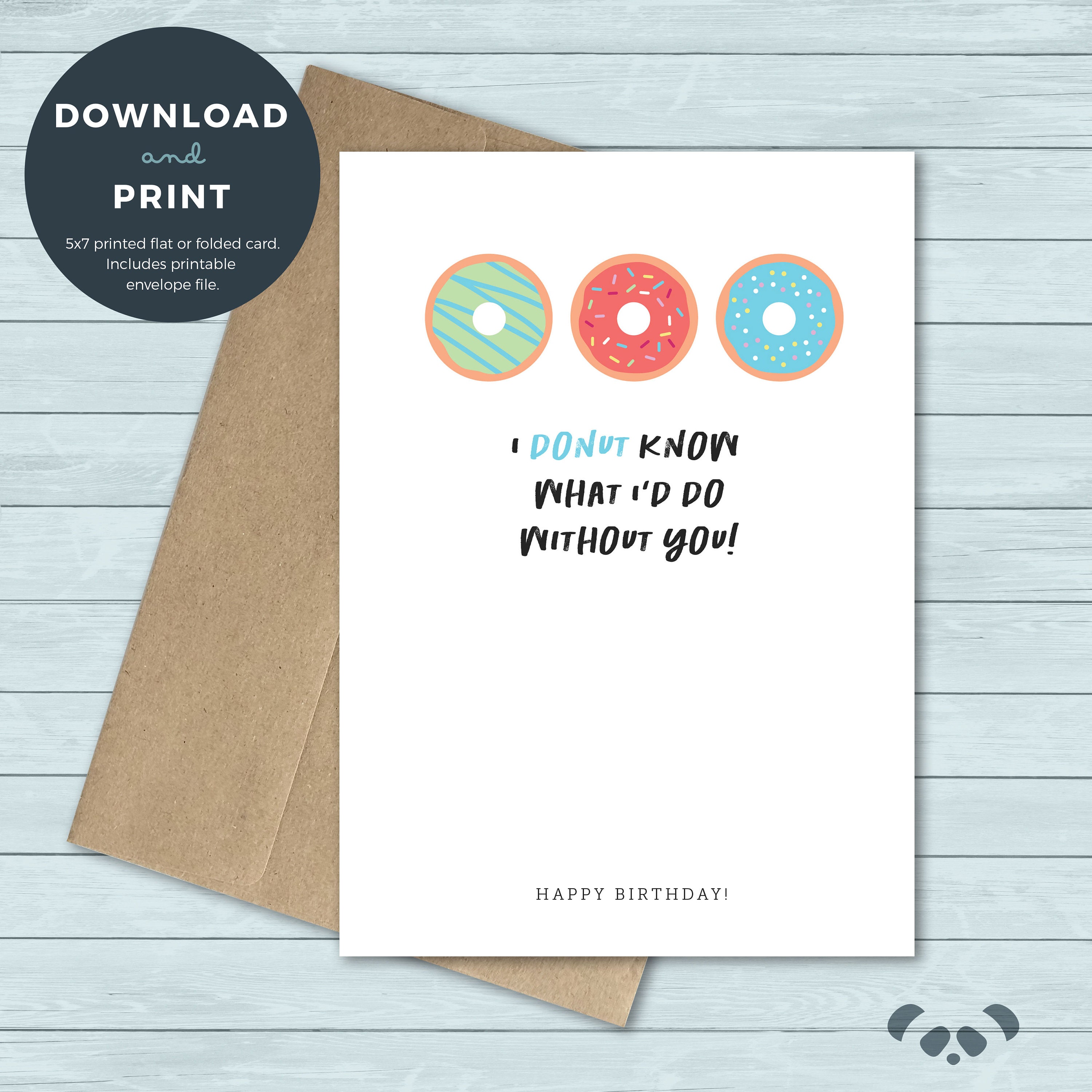 Printable Birthday Day Card Donut Doughnut Birthday Card | Etsy
