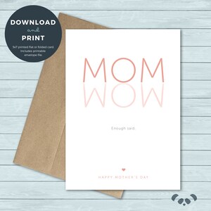 Tarjeta imprimible del día de la madre / mamá wow tarjeta del día de la madre / tarjeta del día de la madre / descarga digital