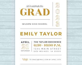 Graduation Party Invitation  |  Graduation Invitation  |  Grad Invite
