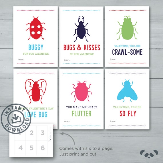 kids valentine cards love bug valentines bug insect kid etsy