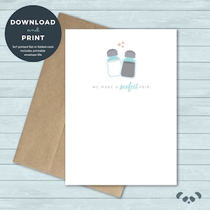 Carte d’anniversaire imprimable love valentine’s day | Salt Pepper We Make a Perfect Pair Love Card | Téléchargement numérique