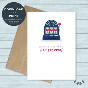 Printable Greeting Card | Dad Jackpot Slot Machine Father&#39;s Day Birthday Card | Birthday Card | Digital Download