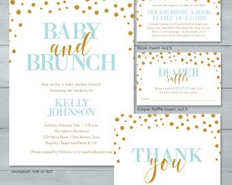 Baby Shower Brunch Invitation Suite  |  Baby Sprinkle Shower Invitation  |  Baby Shower Invite  |  Baby and Brunch Bubbles Invite