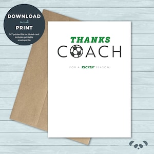 Carte de remerciement imprimable | Merci coach soccer coach merci carte de voeux | Téléchargement numérique