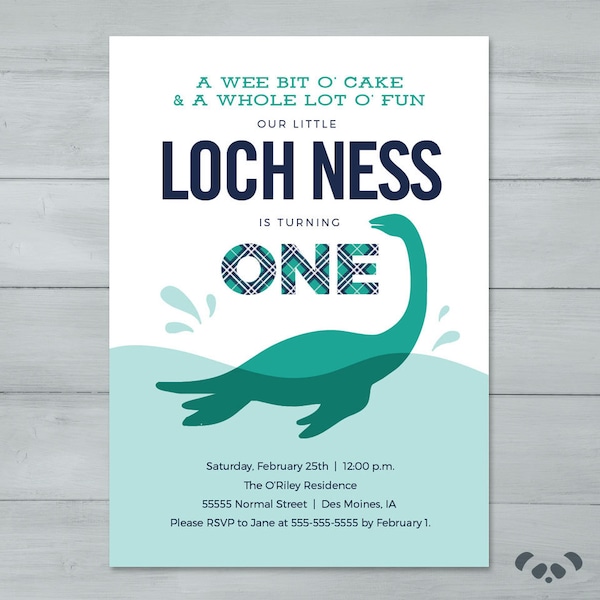 Loch Ness Monster Birthday Party Invitation  |  Loch Ness Monster Invite |  Sea Monster Birthday Invitation