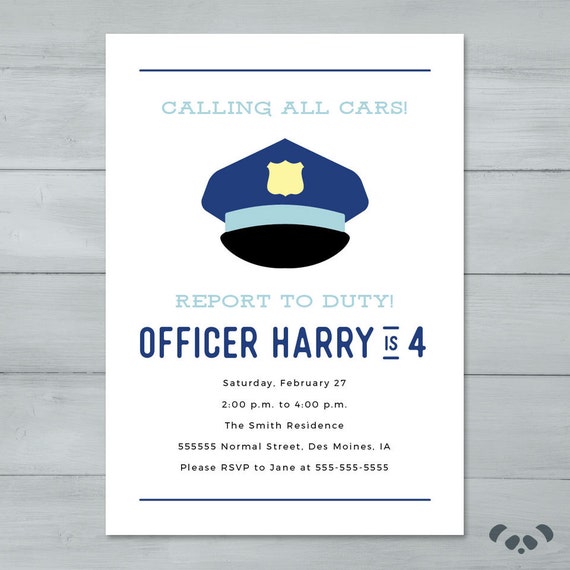 Invitation De Fete Danniversaire Policier Police Cop Etsy Invitation De Fete Danniversaire Policier Police Cop Etsy