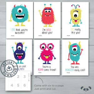 Cartes de Saint-Valentin pour enfants | Saint-Valentin monstre |  Troll, Alien, Gobelin, sympathique Monster Classroom Valentines |  Téléchargement instantané modifiable