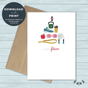Printable Fitness Coach Lehrer Wertschätzungskarte | Weihnachten Fitness Coach Lehrer Danke Grußkarte | Digitaler Download
