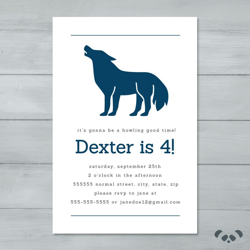 Wolf Birthday Party Invitation Wolf Invite Howl Etsy