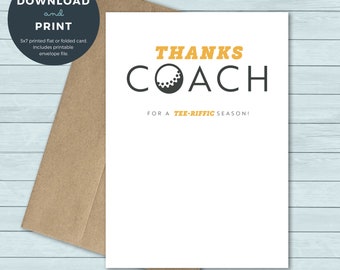 Druckbare Dankeschön-Karte | Dank Coach Golf Coach Dankeschön Grußkarte | Digitaler Download