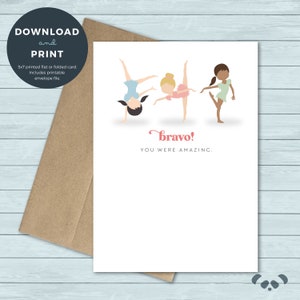 Printable Dance Recital Congratulations Good Luck Card | Dance Recital Encouragement Greeting Card | Digital Download