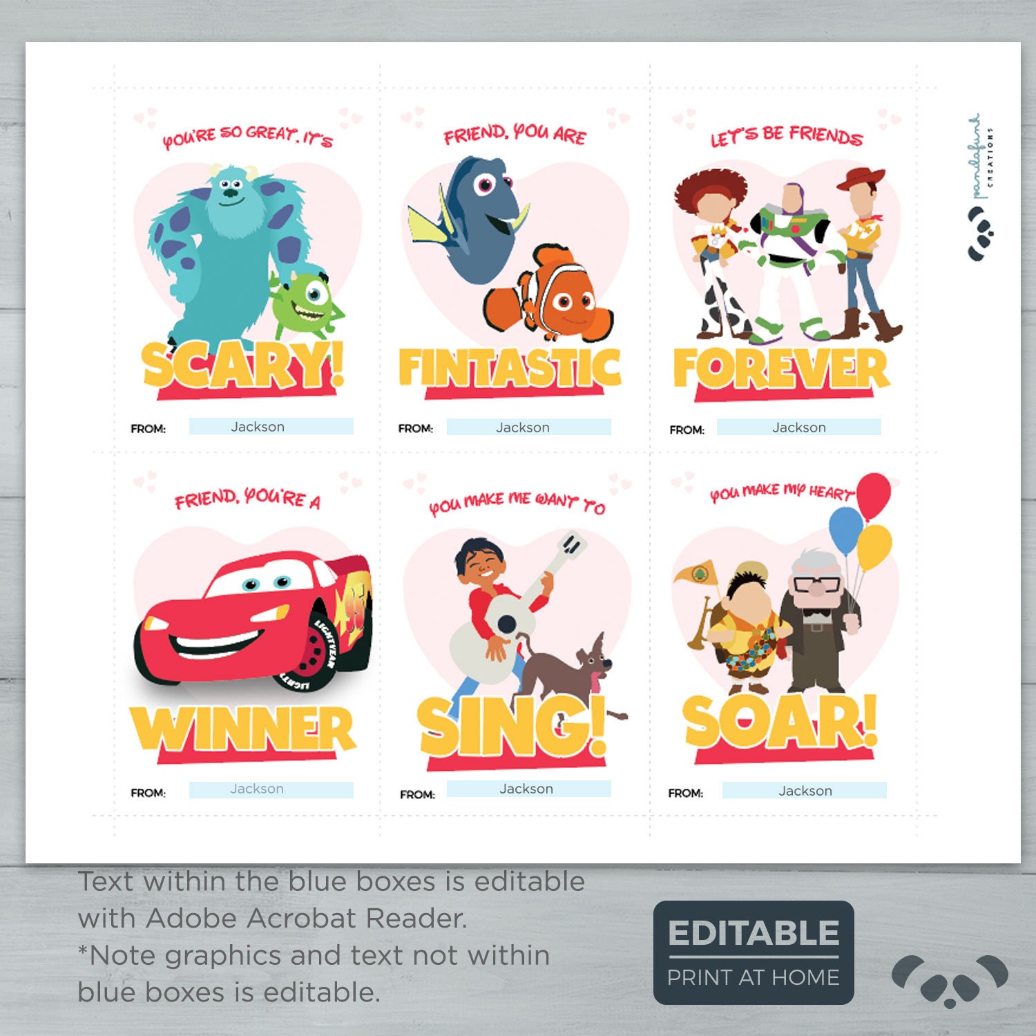 Kids Valentine cards Pixar Characters Valentines Toy Story | Etsy