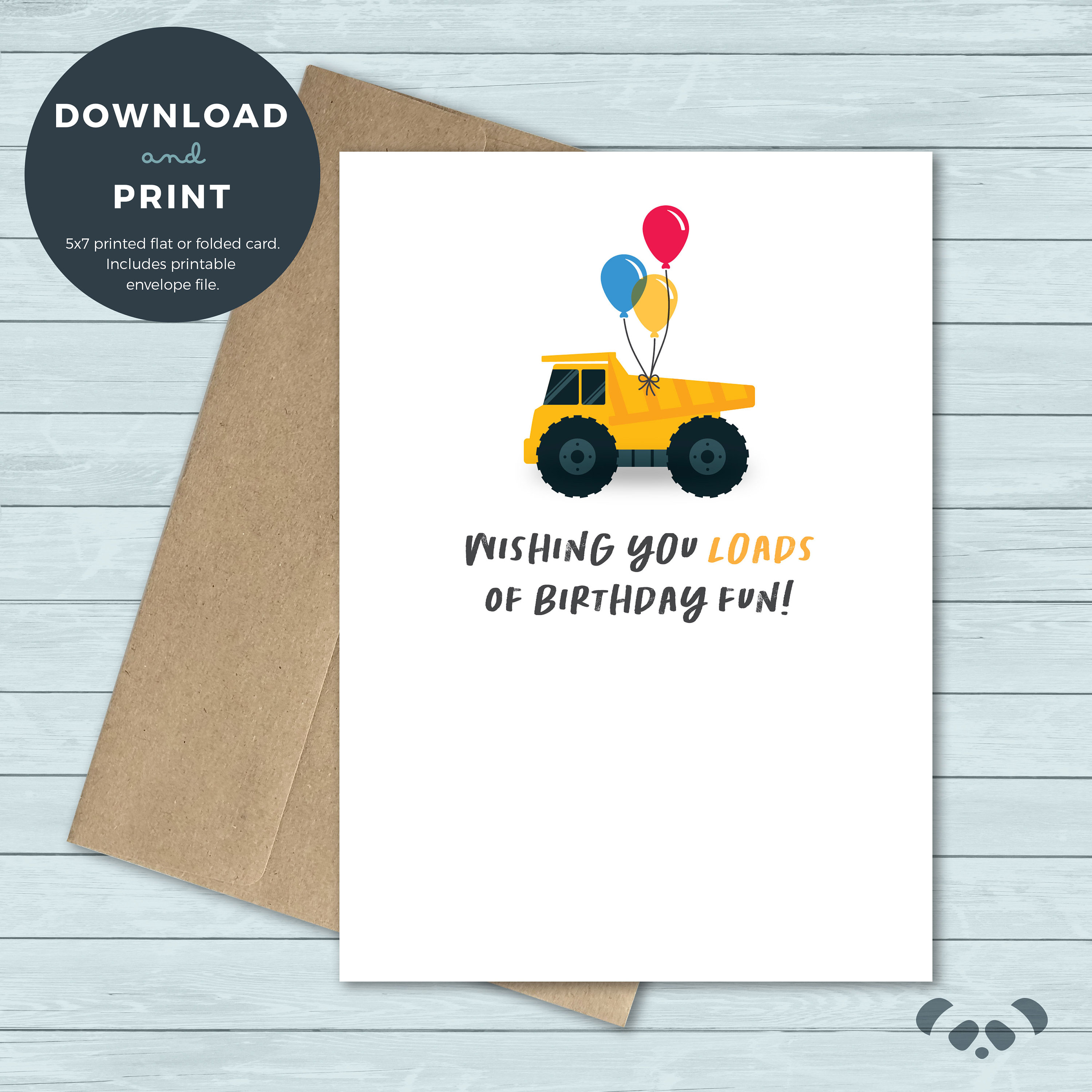 Printable Birthday Card | Dump Truck, Construction Vehicle Balloons ...