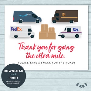Letrero de agradecimiento imprimible para repartidores / Amazon Prime, FedEx, UPS, USPS Letrero de agradecimiento para repartidores / Descarga digital