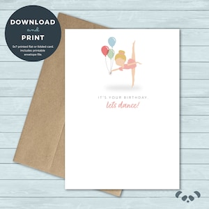 Printable Birthday Card | Dancer, Dance, Ballet Birthday Card | Birthday Card | Digital Download
