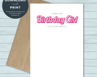 Druckbare Geburtstagskarte | Birthday Girl Pink Geburtstagskarte | Geburtstagskarte | Digitaler Download