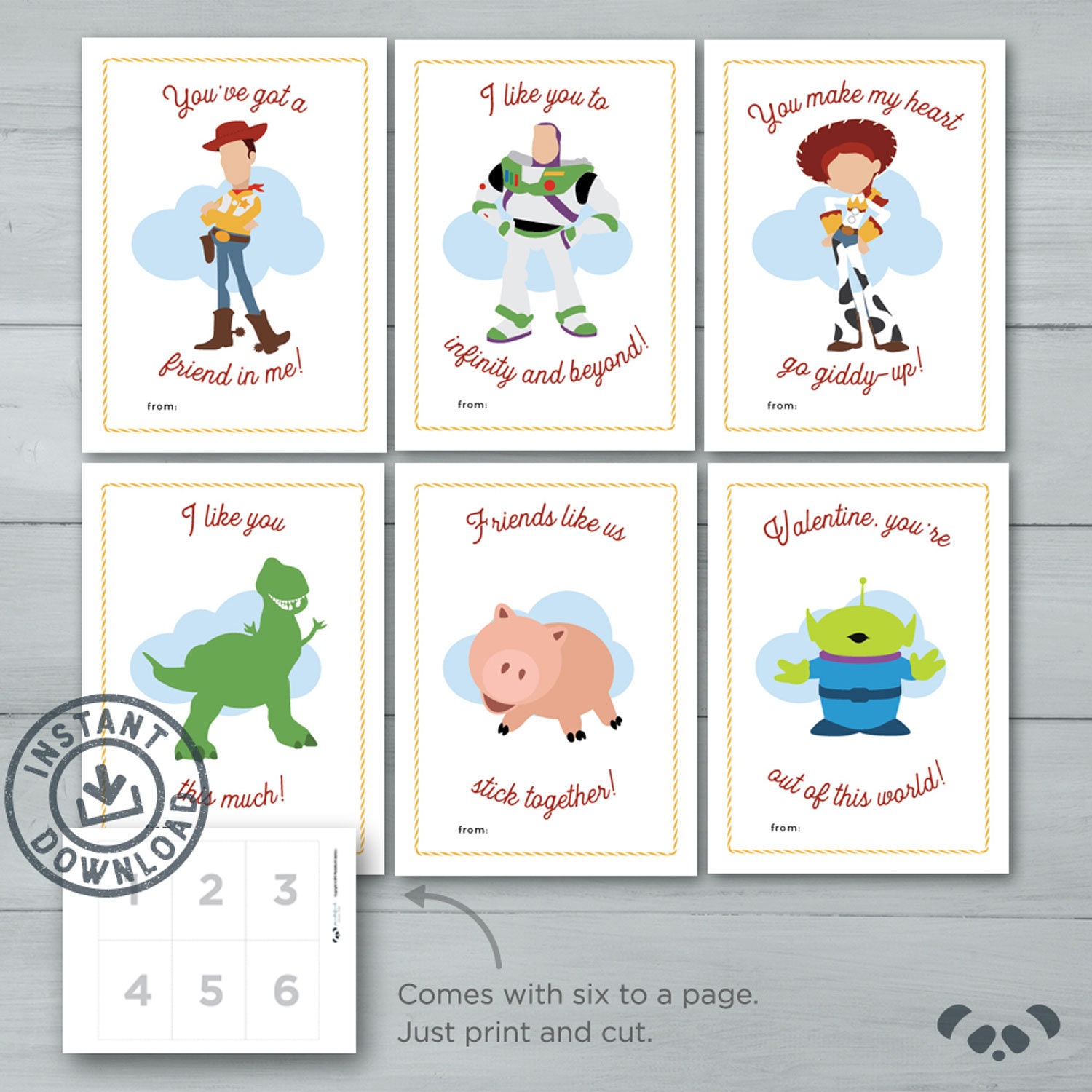 Kids Valentine Cards Toy Story Valentines Woody Buzz Etsy