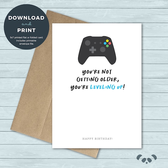 Printable Birthday Card Video Game Controller Gamer Game | Etsy