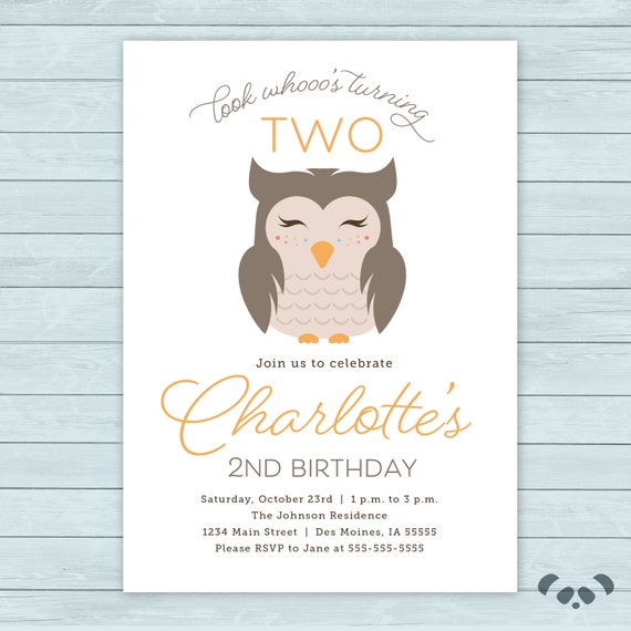 Owl Birthday Invitation Template