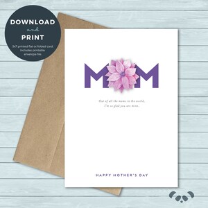 Printable Mother's Day Card | Mom Flower Floral Mother's Day Card | Mother's Day Card | Digital Download