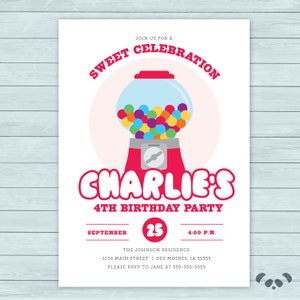Gumball, Candy, Gum, Sweet Celebration Birthday Invitation  |  Gumball Machine Birthday Invitation  |  Candy Gumball Invitation