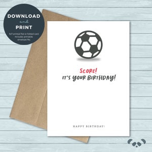 Druckbare Geburtstagskarte | Fussball Kick Score Tor Geburtstagskarte | Geburtstagskarte | Digitaler Download