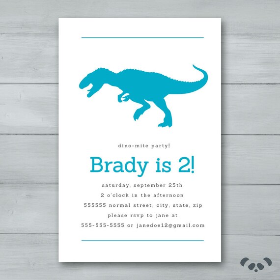 Invitation Danniversaire Tyrannosaurus Rex Invitation Etsy