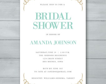Bridal Shower Invitation  |  Bridal Shower Invite  |  Bride To Be Invitation