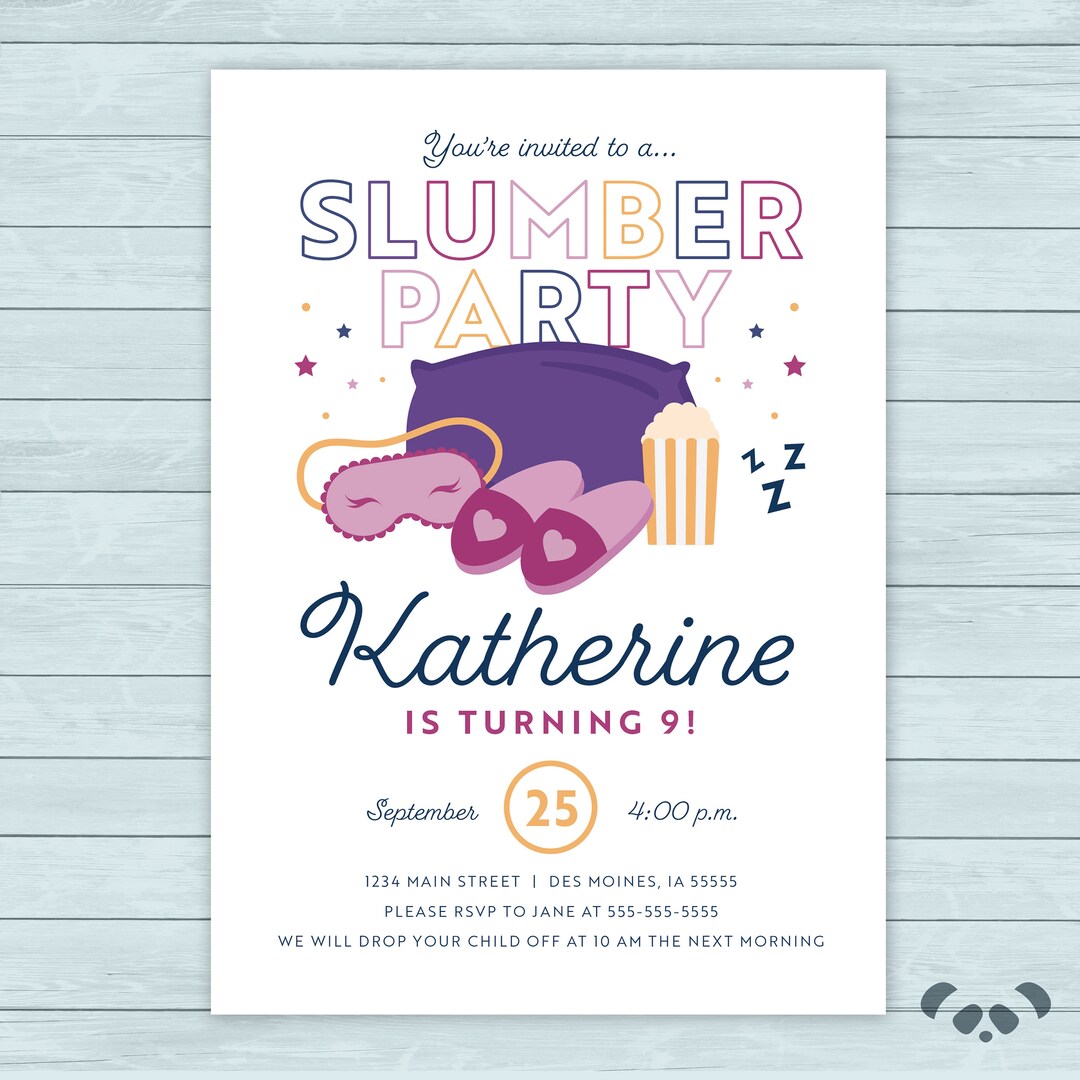 Pajama Party Invitation Sleepover Birthday Invitation Slumber Party Invitation Etsy