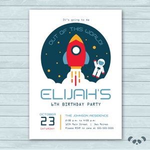Rocket Birthday Party Invitation / Spaceship Invitation / Space Rocket Outer Space Astronaut Invite