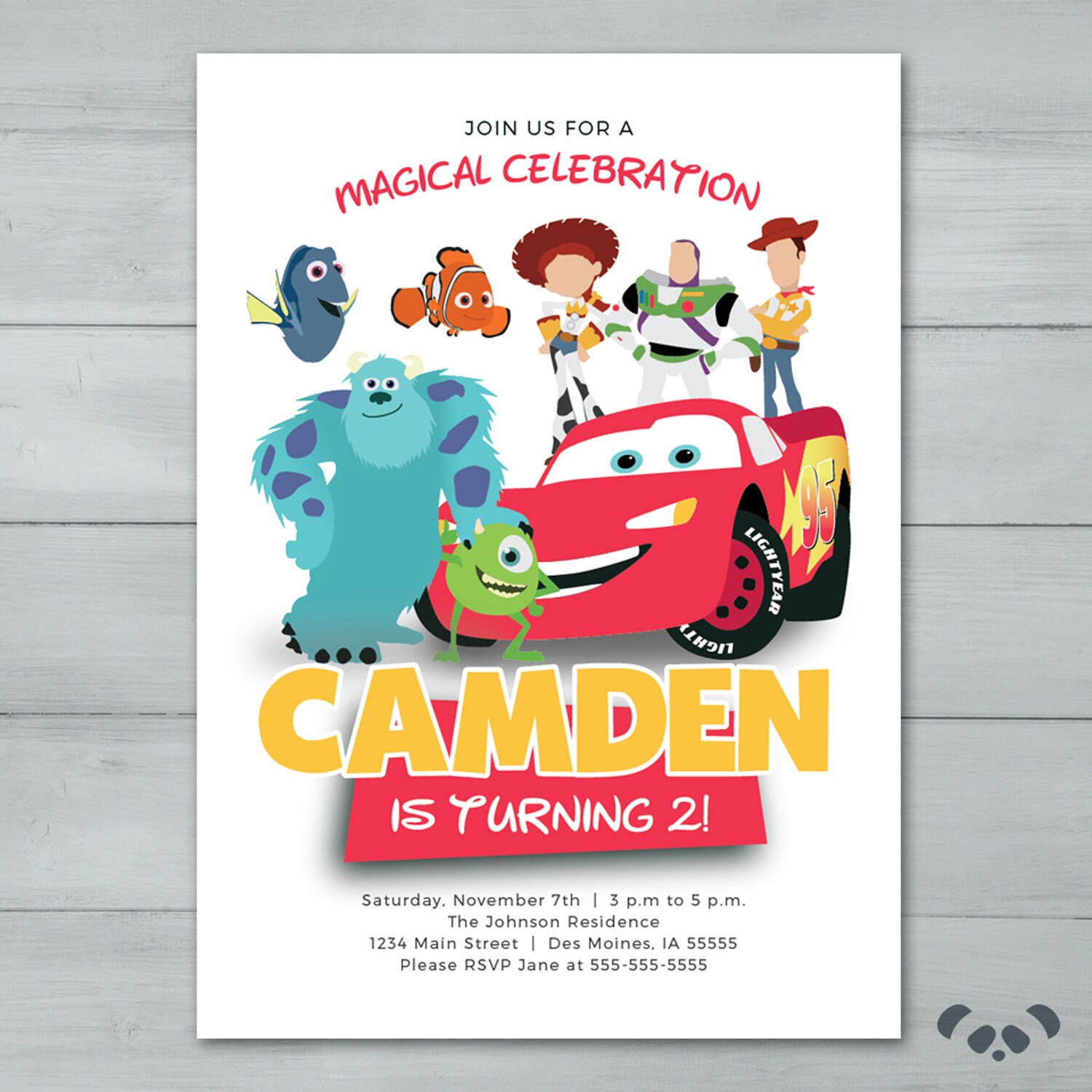 Disney Pixar Birthday Invitation Toy Story Finding Nemo Etsy