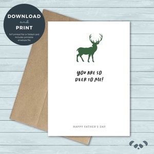 Tarjeta del Día del Padre / Ciervo imprimible, Caza, Cazador, Padre, Papá, Papá, Tarjeta del Día del Padre / Descarga Digital