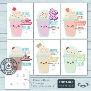 Kinder Valentinstag | Stroh-Milchshake-Drink Valentines | Dumme Crazy Straw Milkshake Drink Klassenzimmer Karten Valentinstag | Bearbeitbarer Sofortiger Download